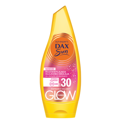 DAX SUN Rozświetlająca Olejkowa Emulsja ze Złotymi Drobinkami i Filtrem SPF30 175ml