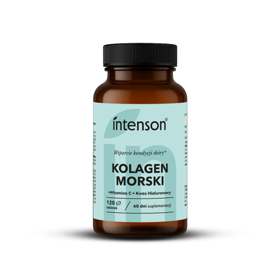 Intenson Kolagen Morski + Witamina C + Kwas Hialuronowy Suplement Diety 120 Tabletek