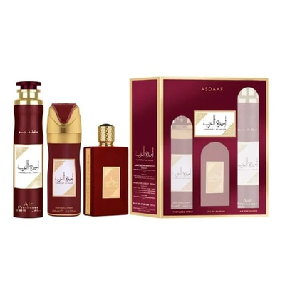 LATTAFA Asdaaf Ameerat Al Arab Zestaw dla Kobiet Woda Perfumowana + Dezodorant + Odświeżacz Powietrza