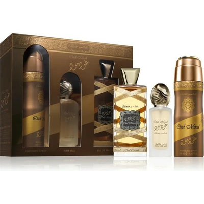LATTAFA Elixir Oud Mood Zestaw Unisex Woda Perfumowana + Dezodorant + Mgiełka do Włosów
