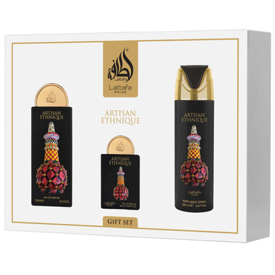 LATTAFA Pride Artisan Ethnique Zestaw Unisex Woda Perfumowana 100ml+20ml + Dezodorant + Atomizer