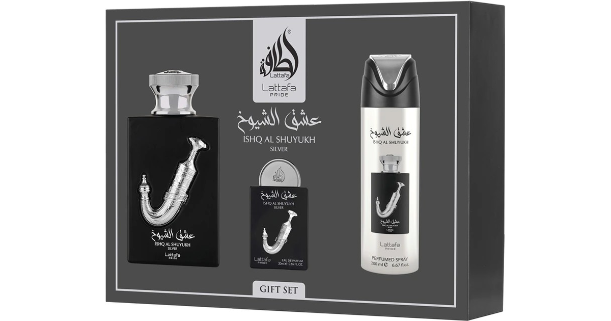 lattafa ishq al shuyukh silver woda perfumowana 100 ml   zestaw  