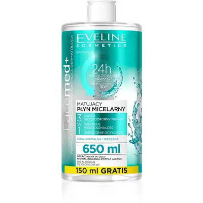 Eveline Facemed+  Matujący Płyn Micelarny 3w1 650ml