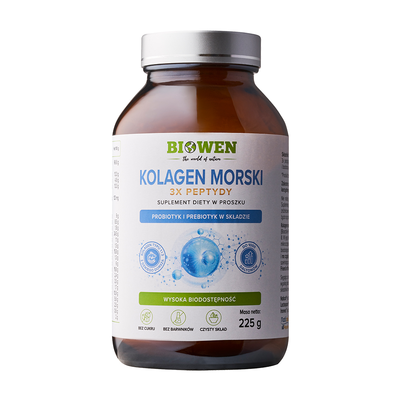 Biowen Kolagen Morski 3x Peptydy Suplement Diety w Proszku 225g