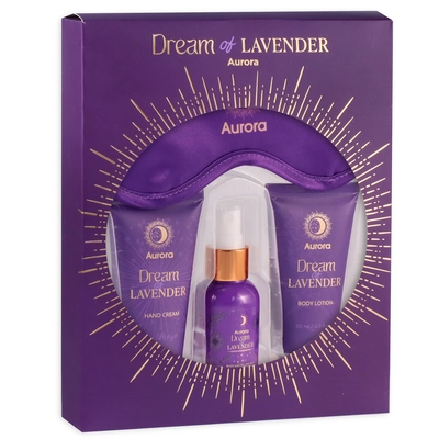 Aurora Zestaw Kosmetyków do Pielęgnacji Ciała Dream of Lavender Krem do Rąk + Balsam do Ciała + Mgiełka + Opaska
