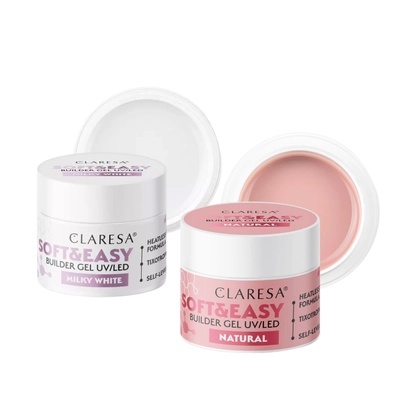 [Zestaw] Claresa Żel Budujący Soft &amp; Easy Milky White 90g + Claresa Żel Budujący Soft &amp; Easy Natural 90g
