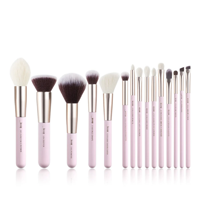Blushing Bride Mix Hair Brush Set,. - zestaw pędzli do makijażu twarzy i oczu różowy ze złotem