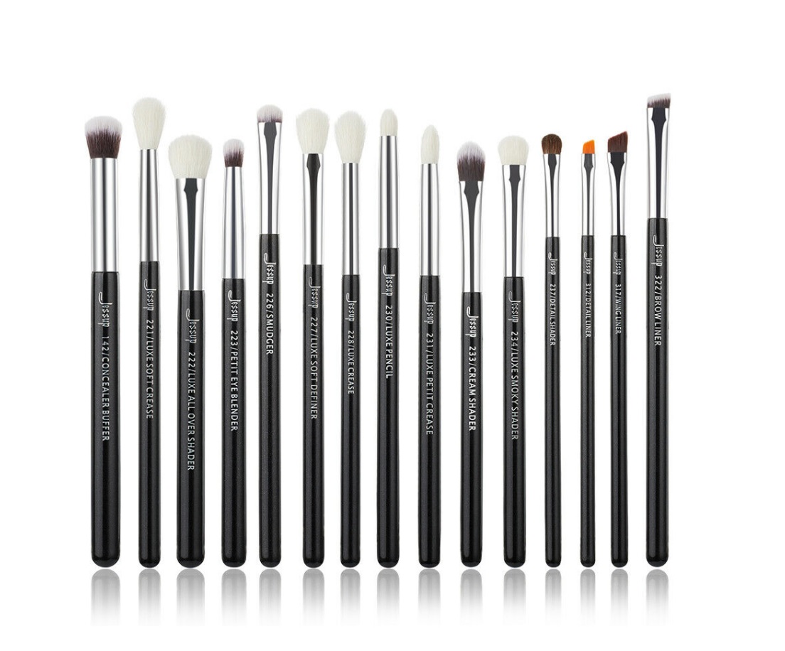 T177 Zestaw 15 Pędzli do Oczu Black/ Silver