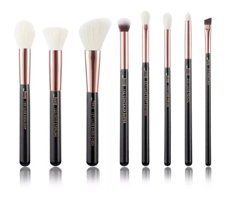 Zestaw 8 Pędzli do Makijażu T158 Black/Rose Gold