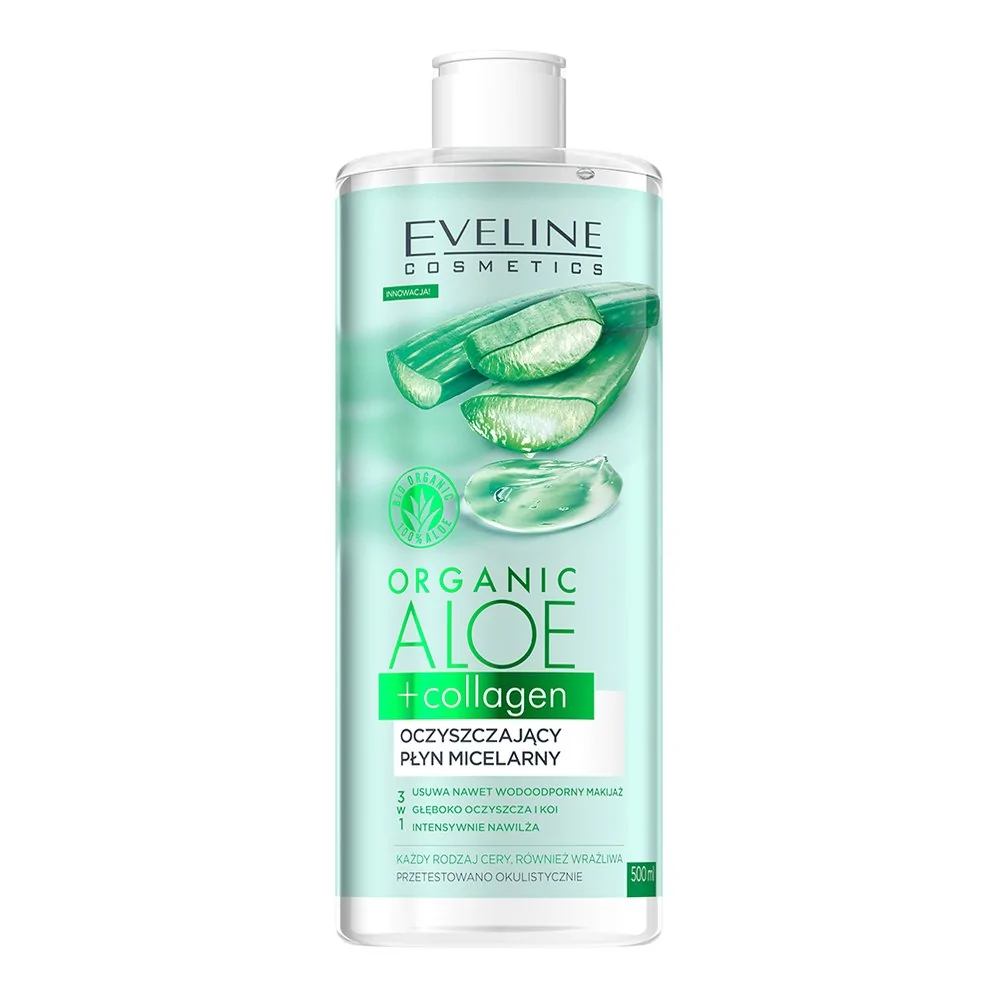 Eveline Organic Aloe + Collagen Oczyszczający Płyn Micelarny 3w1