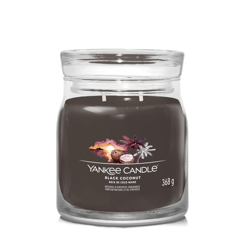 Signature Świeca w Średnim Słoiku z Dwoma Knotami Black Coconut