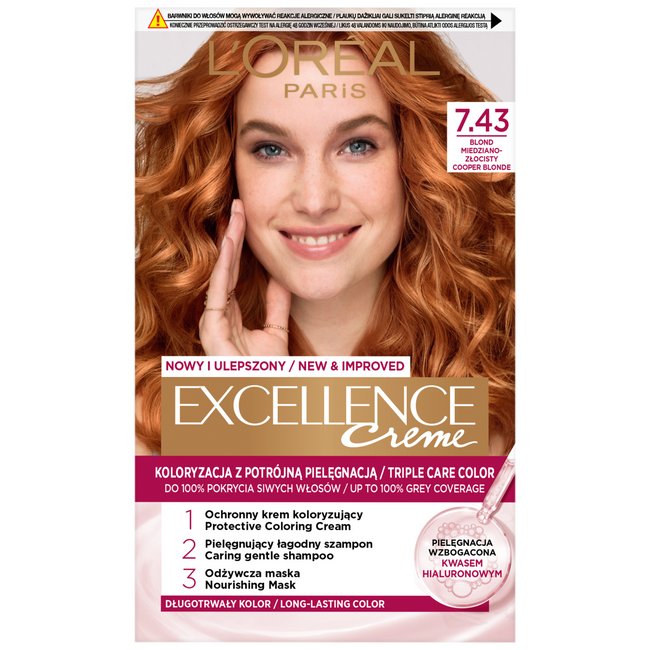 Excellence Creme Krem Koloryzujący 7.43 Blond Miedziano-Złocisty