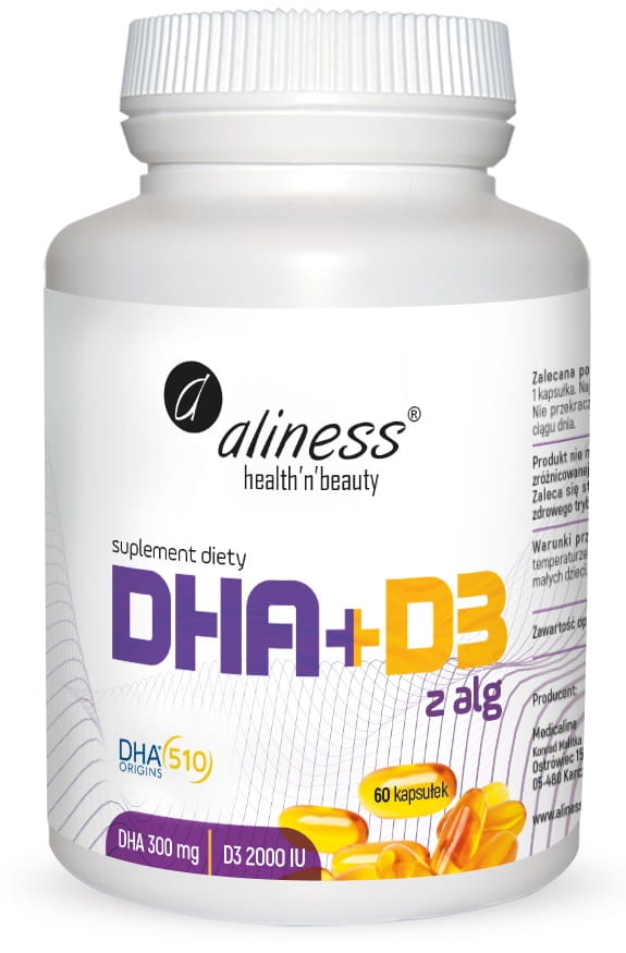 Aliness DHA + D3 z Alg Suplement Diety 60 Kapsułek