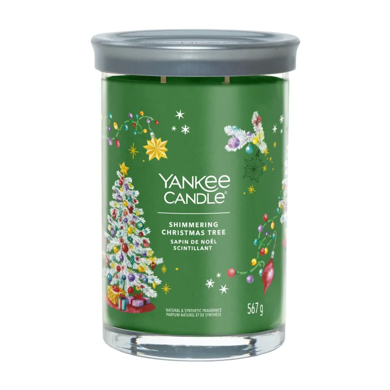 Tumbler Świeca w Dużym Słoiku z Dwoma Knotami Shimmering Christmas Tree
