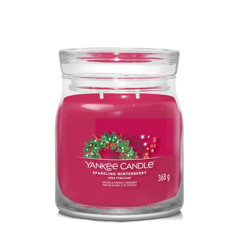 Signature Świeca w Średnim Słoiku z Dwoma Knotami Sparkling Winterberry