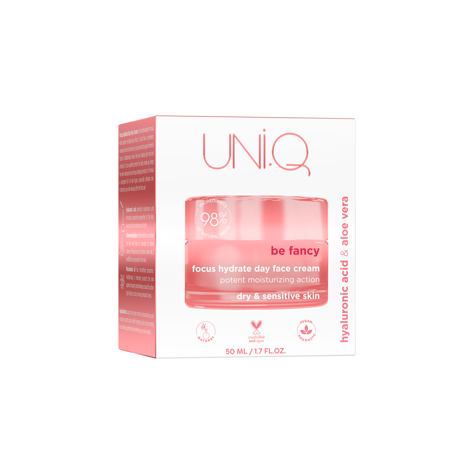 Дневной крем для лица UNI.Q Be Fancy Focus Hydrate Day увлажняющий, для сухой и чувствительной кожи, 50 мл