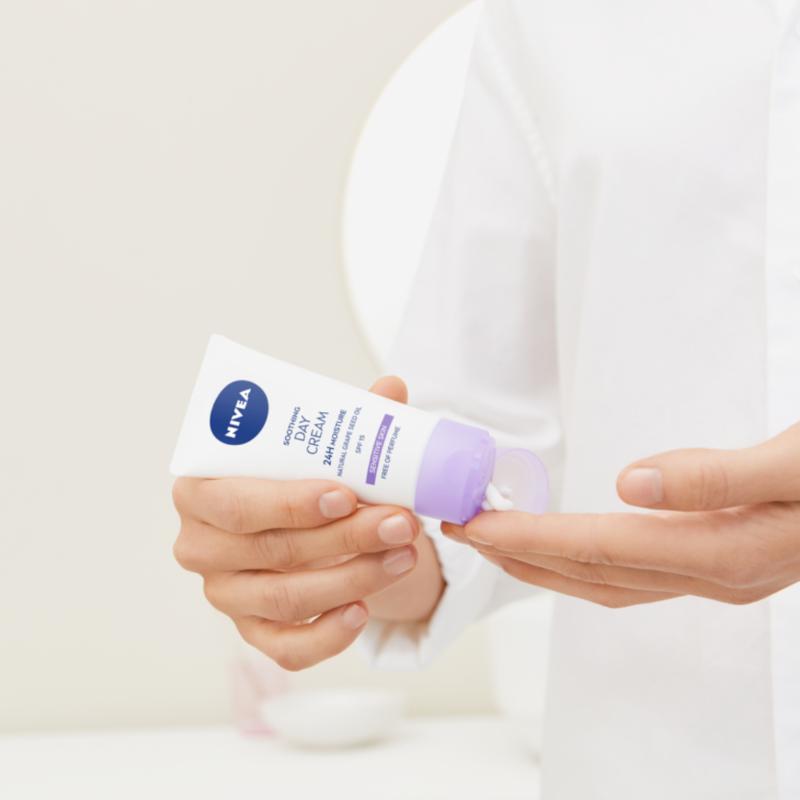 Дневной крем для лица Nivea 24H SPF 15, успокаивающий, увлажняющий, для чувствительной кожи, 50 мл — фото 4