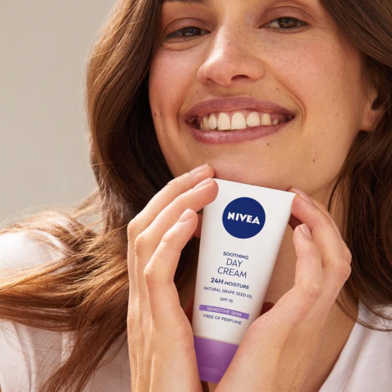 Дневной крем для лица Nivea 24H SPF 15, успокаивающий, увлажняющий, для чувствительной кожи, 50 мл — фото 6