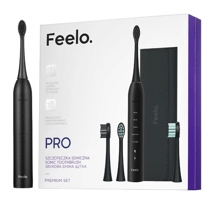 PRO Black Premium Set Szczoteczka Soniczna z Etui i 4 Końcówkami