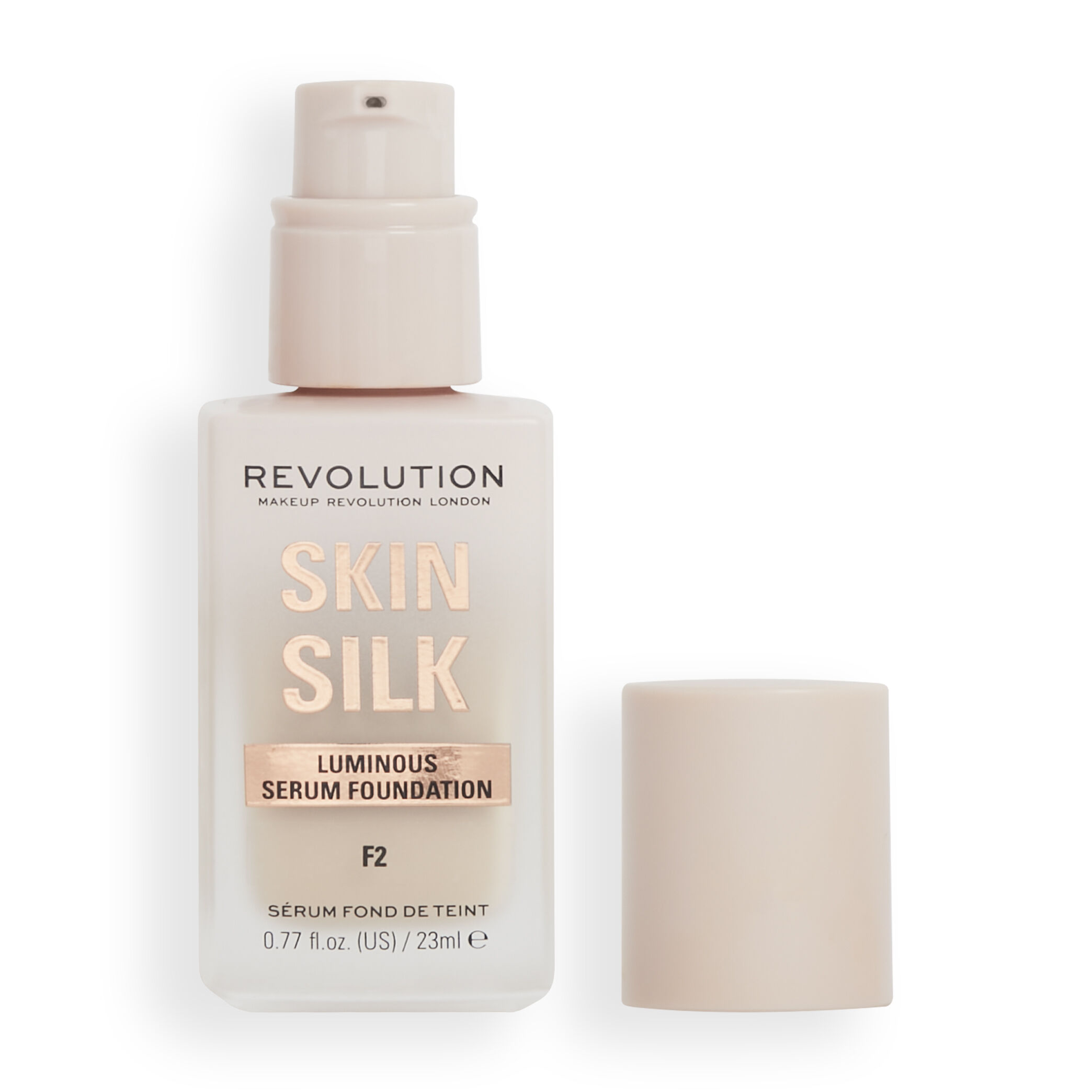 Тональная основа-сыворотка Makeup Revolution Skin Silk Luminous Serum Foundation F2, сияющая, 23 мл