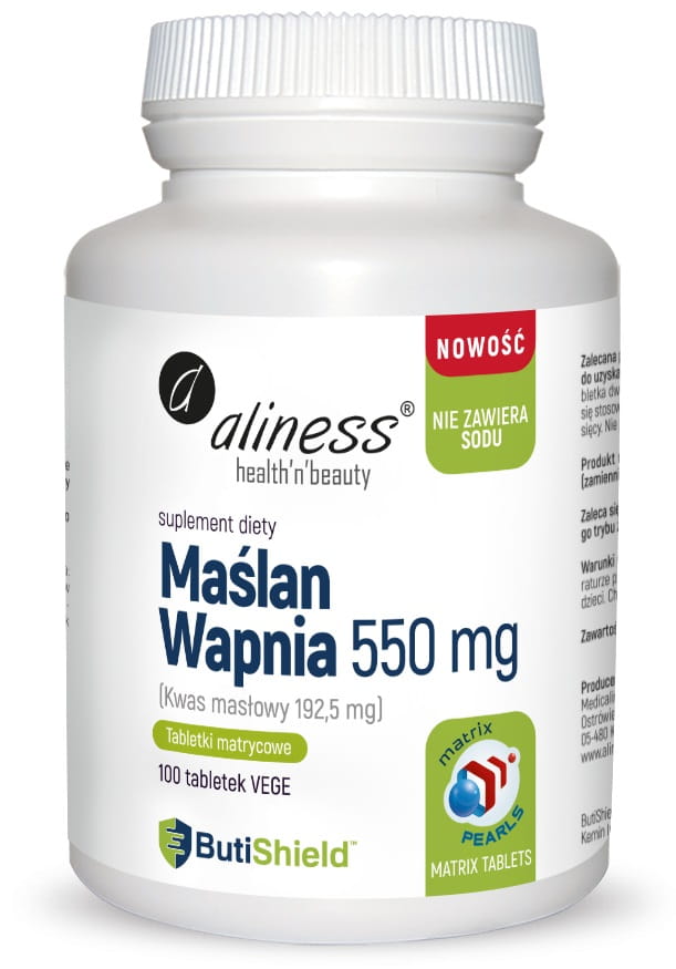 Aliness Maślan Wapnia 550mg - 100 Tabletek Vege Bez Sodu