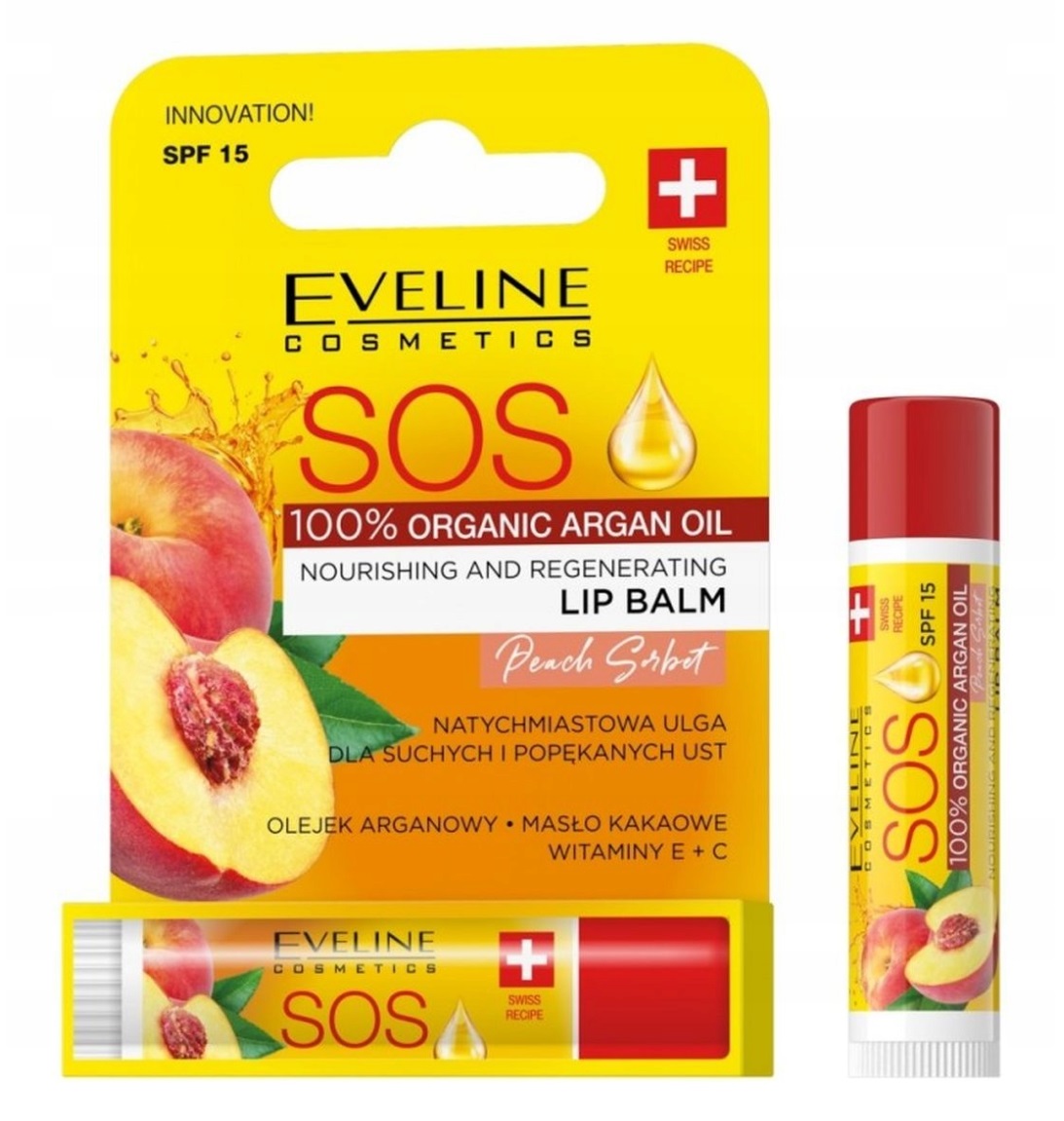 Eveline SOS Argan Pomadka Ochronna do Ust Peach Sorbet
