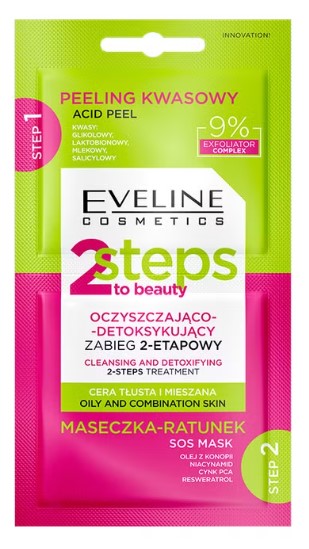 Eveline 2 Steps to Beauty Oczyszczająco-Detoksykujący Zabieg 2-Etapowy