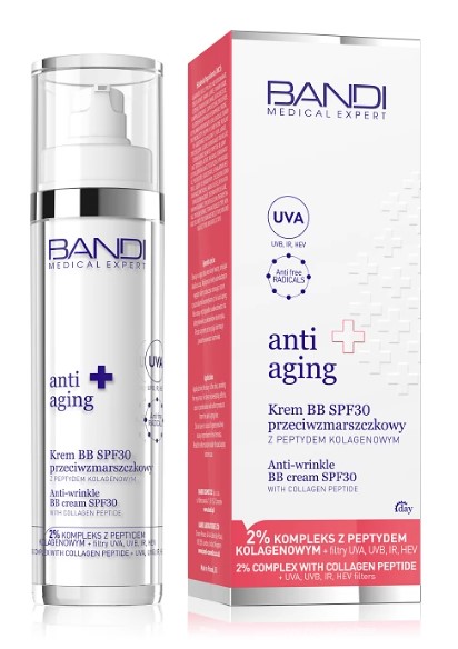 Anti-Aging Krem BB SPF30 Przeciwzmarszczkowy z Peptydem Kolagenowym