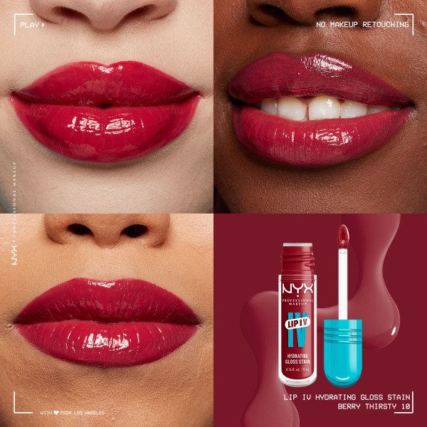 Блеск для губ NYX Professional Makeup Lip I.V. Hydrating Gloss Serum 10 Berry Thirsty, увлажняющий, 5 мл — фото 5