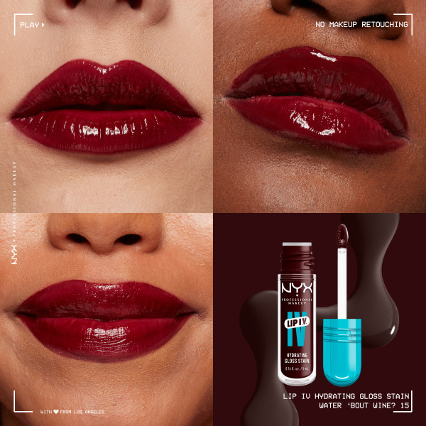 Блеск для губ NYX Professional Makeup Lip I.V. Hydrating Gloss Serum 15 Water 'Bout Wine?, увлажняющий, 5 мл — фото 5
