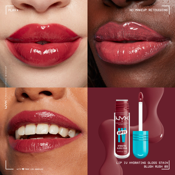 Блеск для губ NYX Professional Makeup Lip I.V. Hydrating Gloss Serum 09 Blush Rush, увлажняющий, 5 мл — фото 5