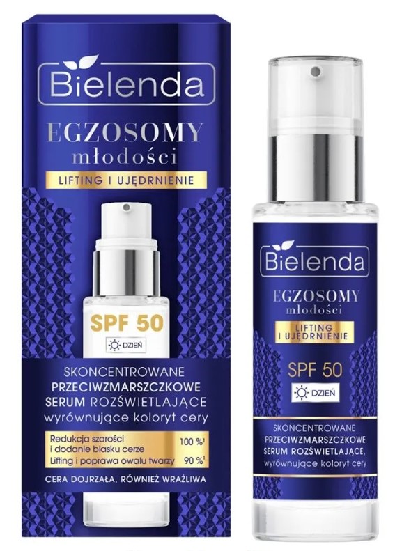 Egzosomy Młodości Skoncentrowane Przeciwzmarszczkowe Serum Rozświetlające SPF50
