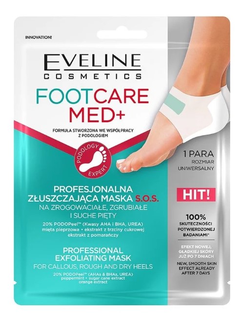 Eveline Foot Care Med+ Profesionalna Złuszczająca Maska na Zrogowaciałe Pięty