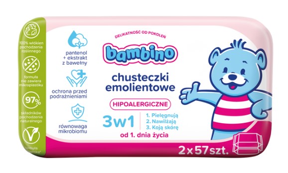 Chusteczki Emolientowe 3w1