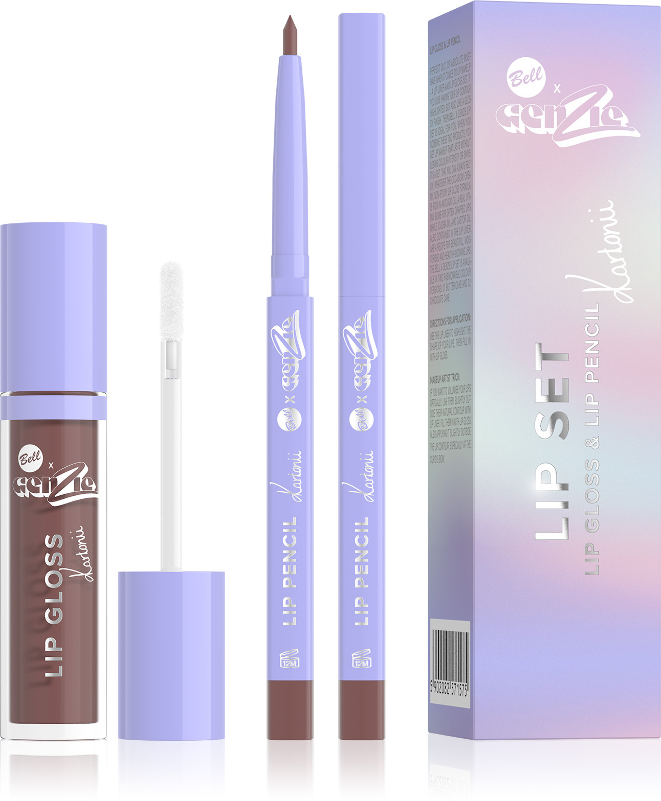 x Genzie Lip Set Błyszczyk i Konturówka do Ust 02 Chocolate Cake