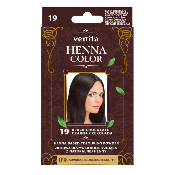 Venita Henna Color Ziołowa Odżywka Koloryzująca z Naturalnej Henny 19 Czarna Czekolada