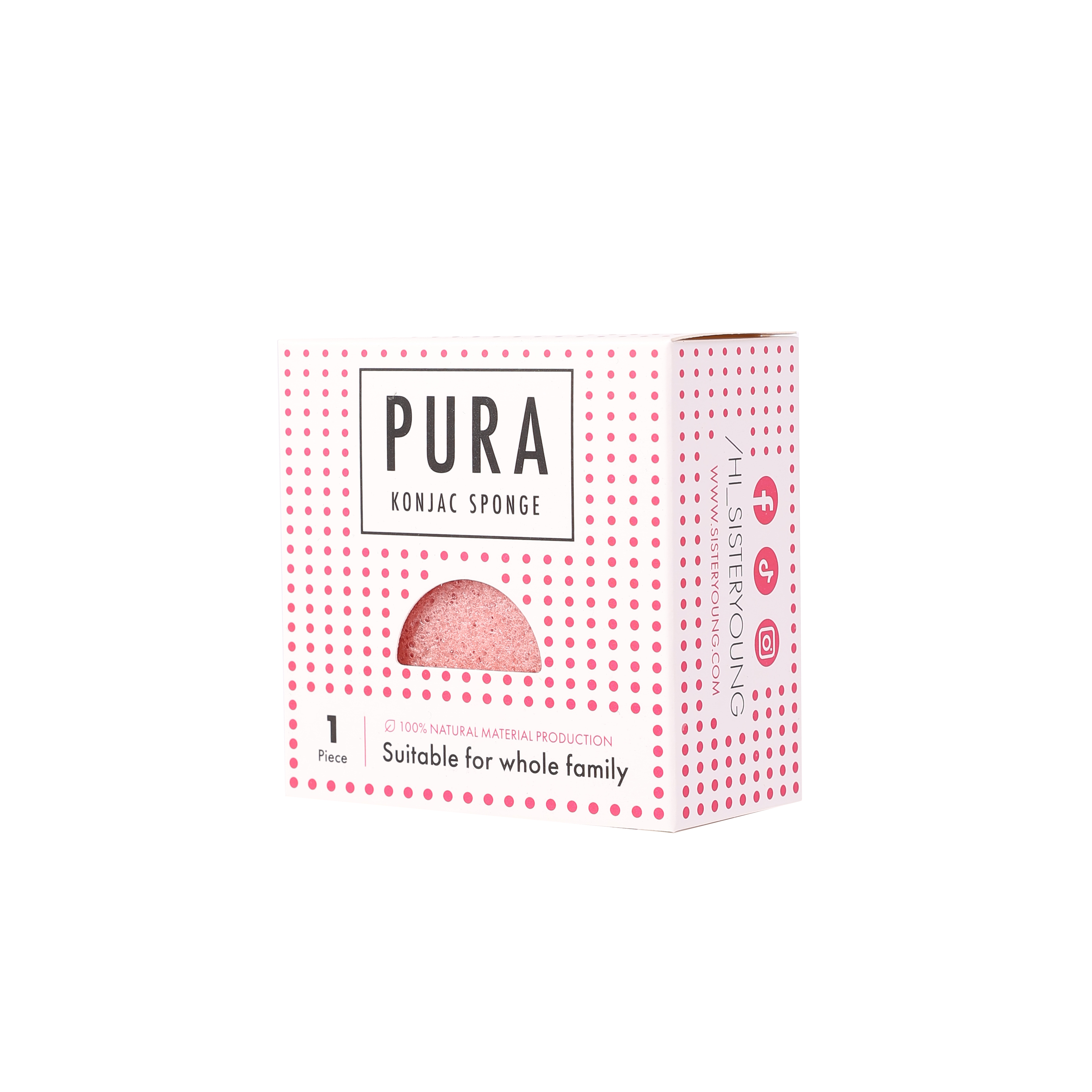 Pura Konjac Sponge Gąbka do Twarzy Pink