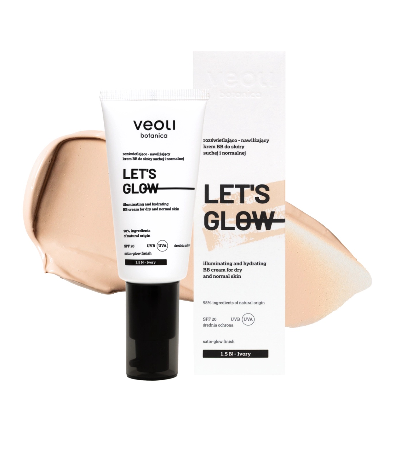 Let's Glow Rozświetlająco-Nawilżający Krem BB SPF20 1,5 N Ivory