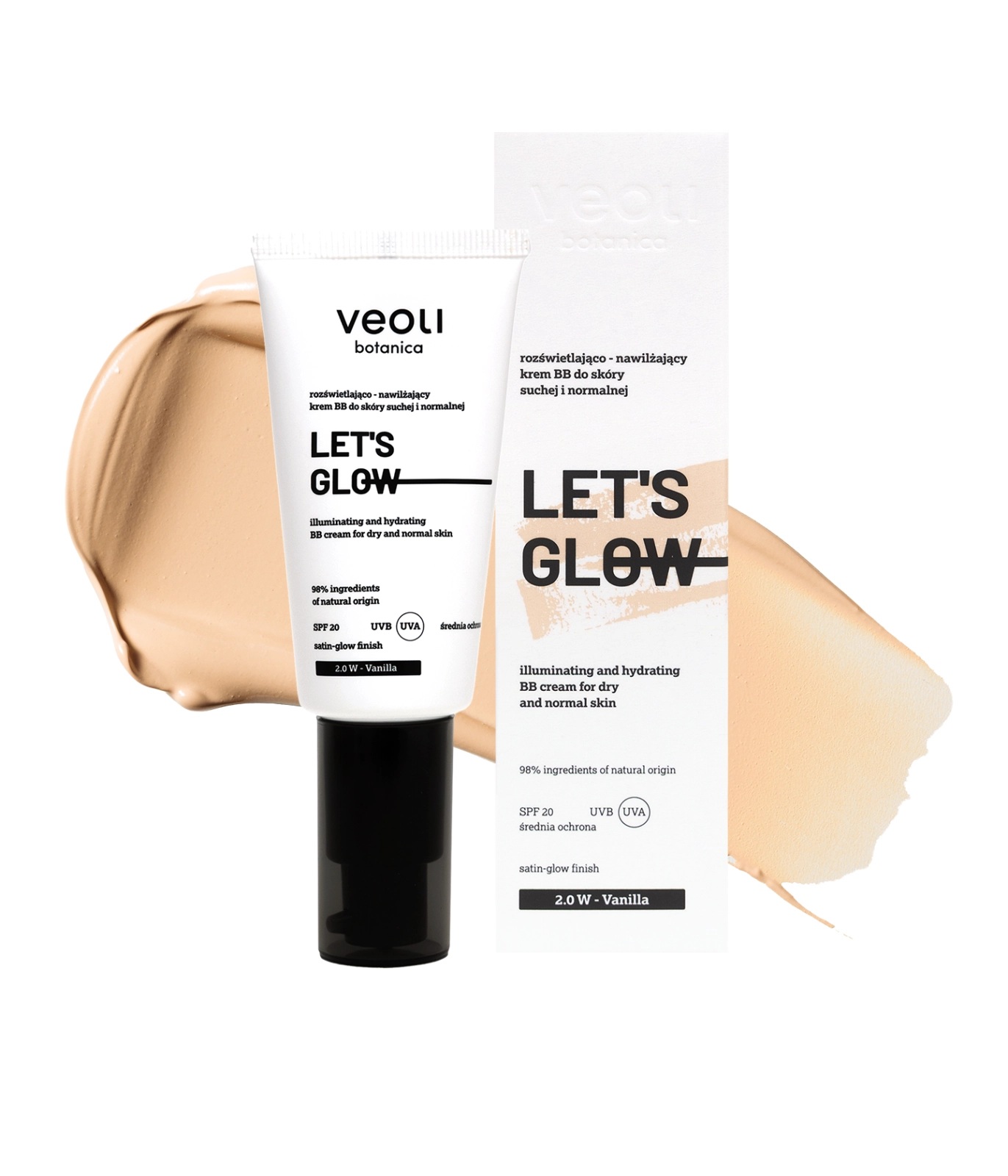 Let's Glow Rozświetlająco-Nawilżający Krem BB SPF20 2,0 W Vanilla