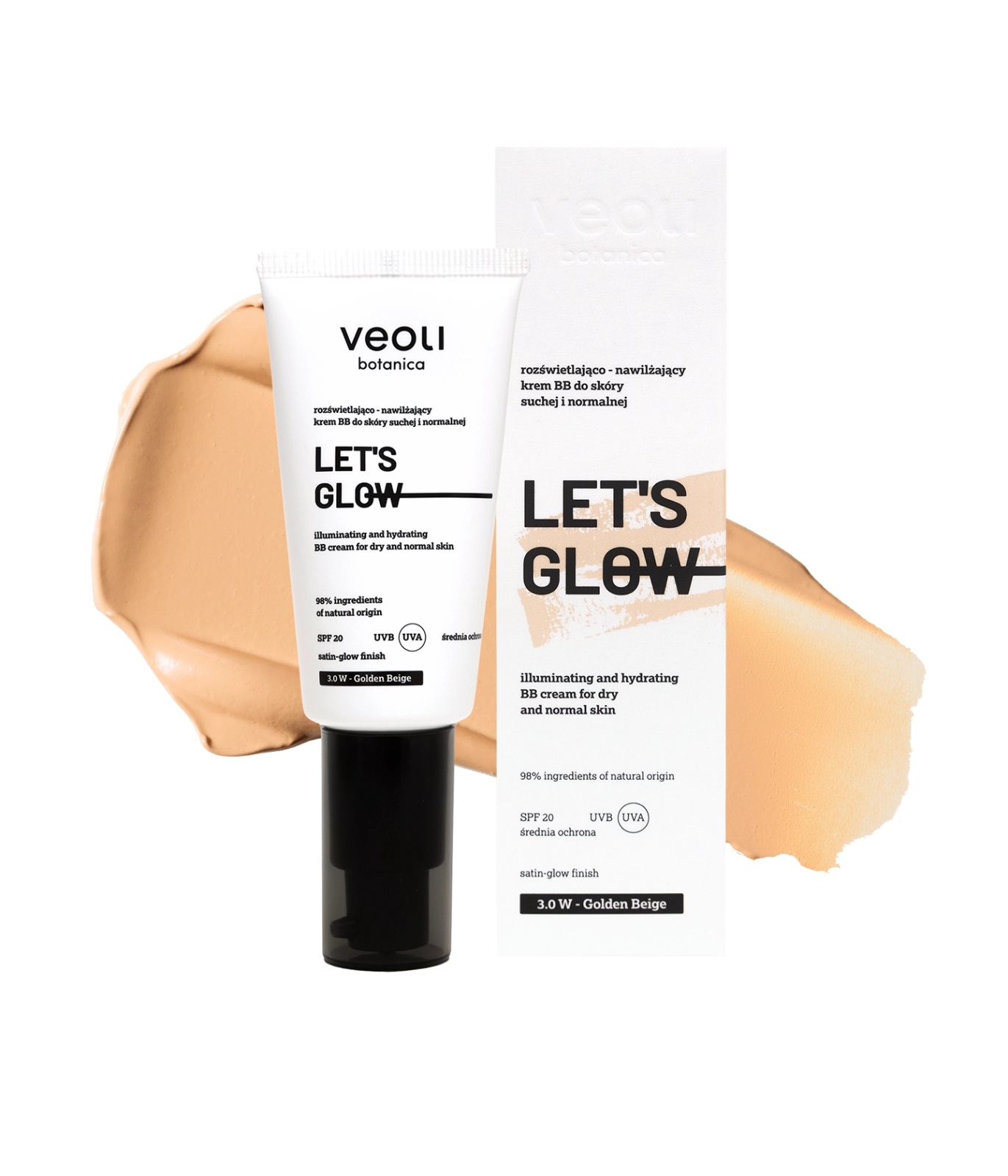 Let's Glow Rozświetlająco-Nawilżający Krem BB SPF20 3,0 W Golden Beige