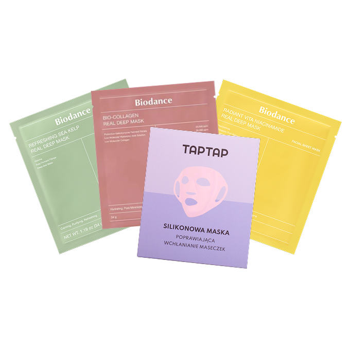 Zestaw Face SPA Biodance Maska 3 x + TAPTAP Silikonowa Maseczka