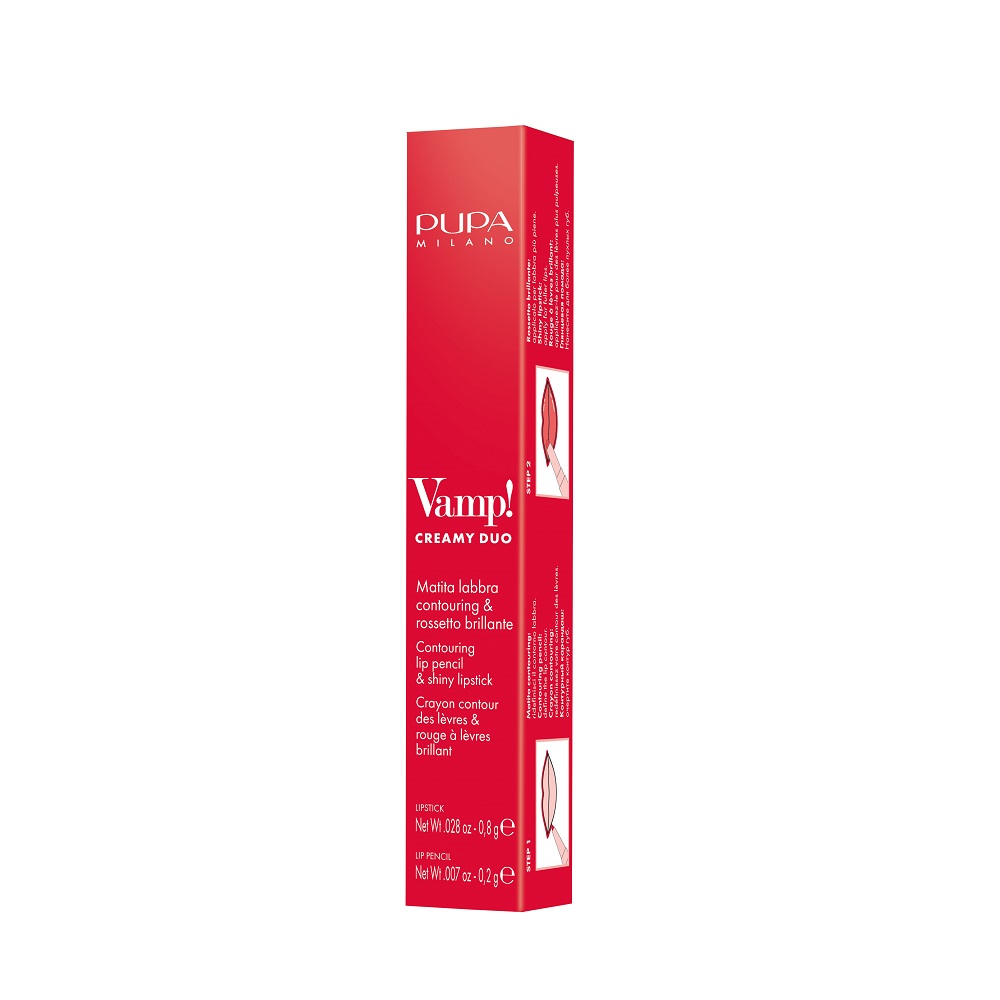 Набор для губ Pupa Milano Vamp! Creamy Duo, карандаш и блестящая помада, оттенок 020 — фото 2