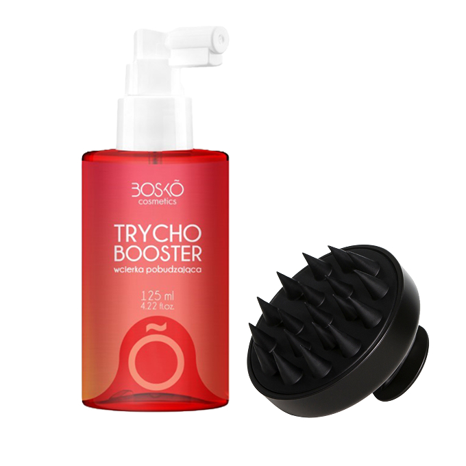 Zestaw Bosko Cosmetics Trychobooster Wcierka Pobudzająca + TAPTAP Masażer do Skóry Głowy Czarny