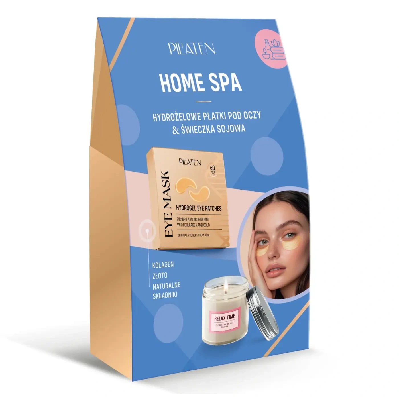 Zestaw Home Spa Hydrożelowe Płatki pod Oczy + Świeczka Sojowa
