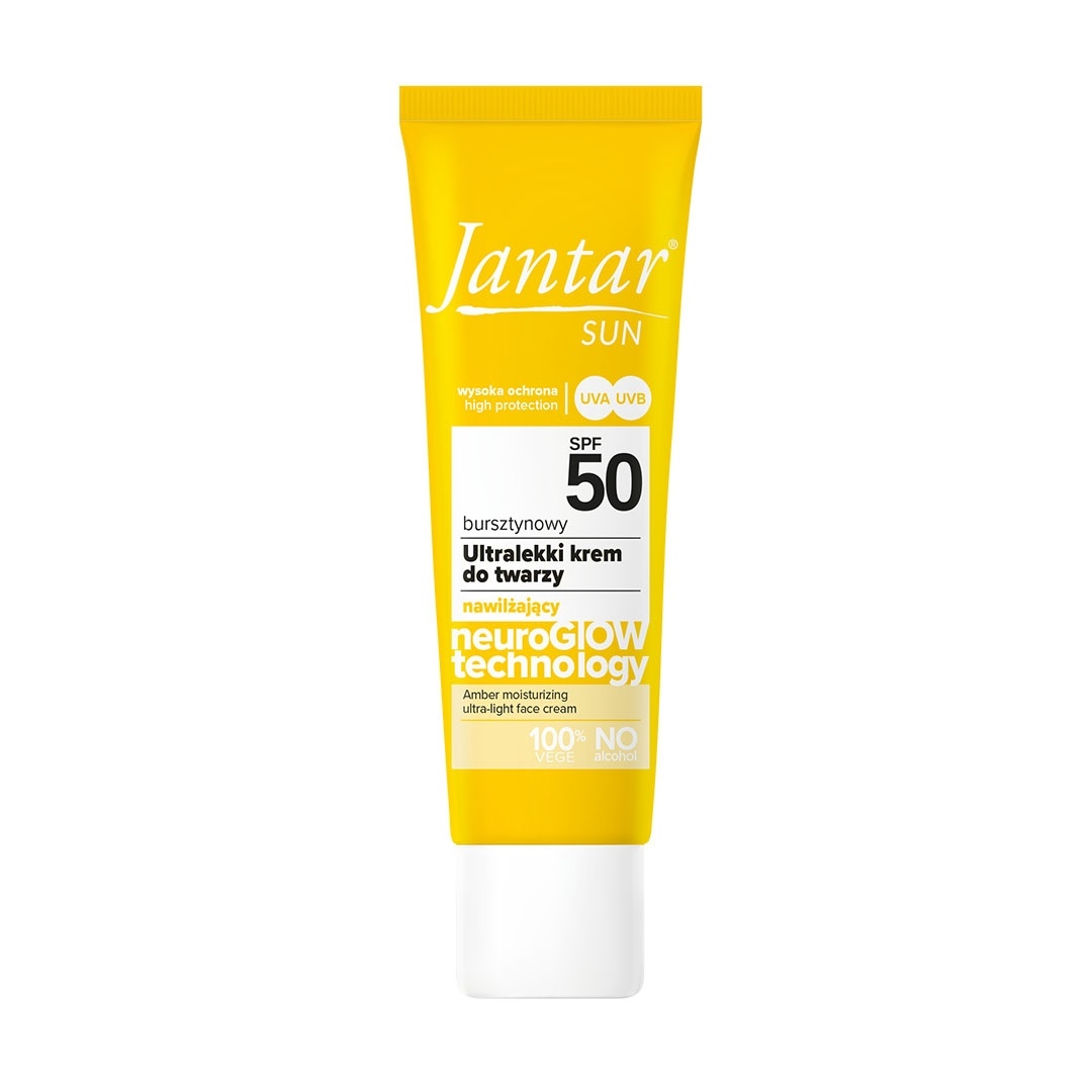 Jantar Sun Bursztynowy Nawilżający Ultralekki Krem do Twarzy z Filtrem SPF50