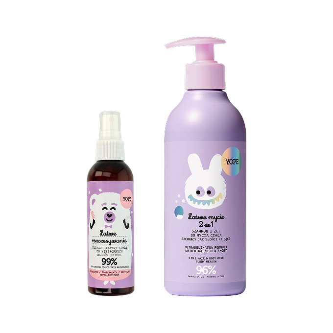 Zestaw Yope Łatwe Mycie 2w1 Szampon i Żel do Mycia Ciała dla Dzieci + Yope Spray dla Dzieci Łatwe Rozczesywanie