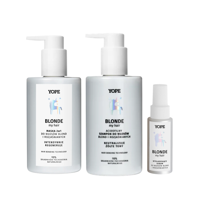 Zestaw YOPE Blonde My Hair Wygładzające Serum + Maska 2w1 + Szampon