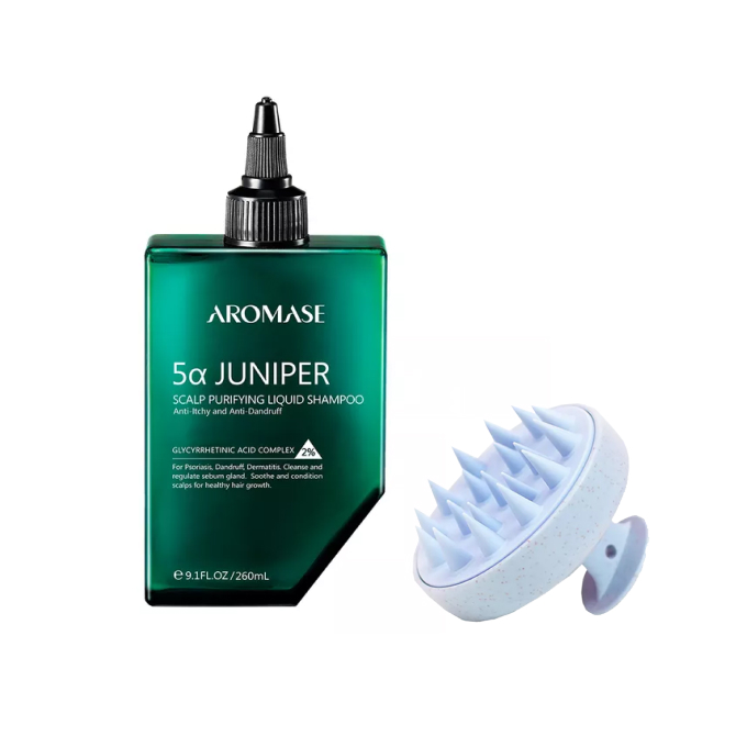 Zestaw Aromase 5a Juniper Scalp Płyn Oczyszczający + myBuddy Szczotka Masażer do Skóry Głowy Niebieski