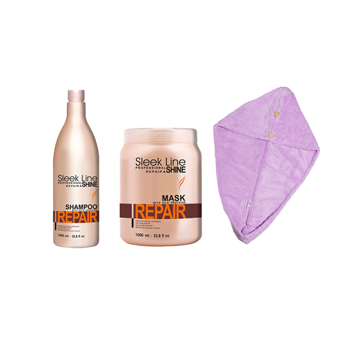Zestaw TAPTAP Turban do Włosów z Mikrofibry + Stapiz Repair&Shine Maska + Stapiz Repair&Shine Szampon