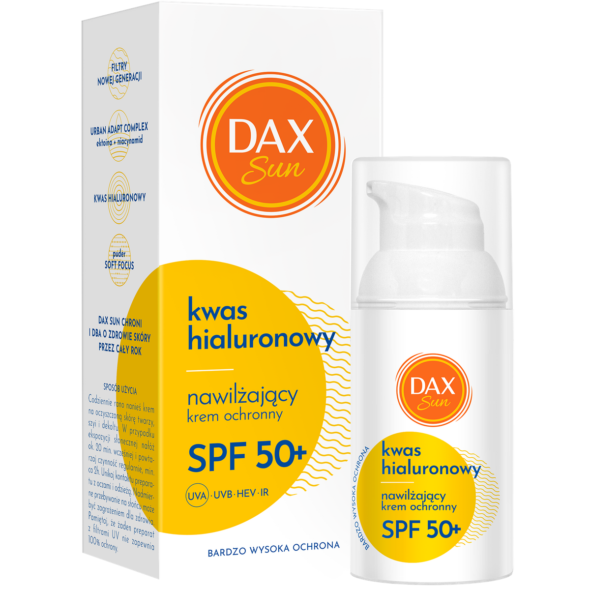 Nawilżający Krem Ochronny z Kwasem Hialuronowym i Filtrem SPF50+